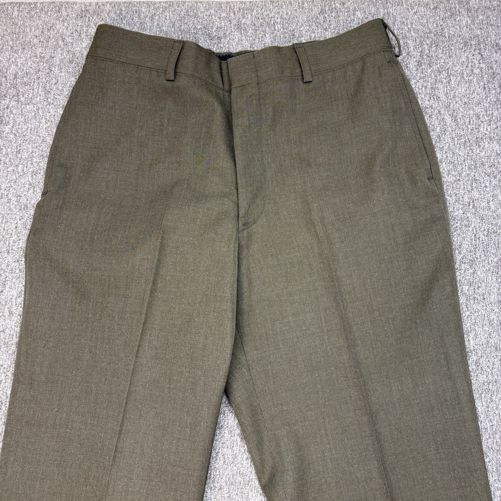 VINTAGE US Military Wool Trousers Mens 33S‎ 30x30 Green Gabardine Pants MC-2212
